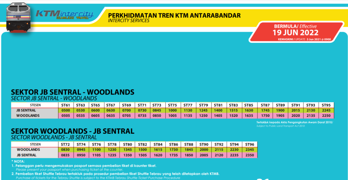 KTM Train Woodlands to JB Sentral 5 GO VTL