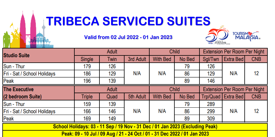 WTS Travel Kuala Lumpur Package- TRIBECA SERVICED SUITES