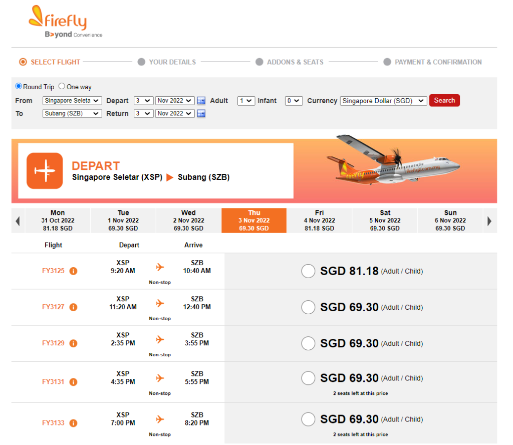 Firefly Website - Flight to KL