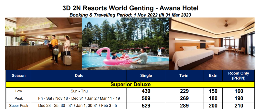 WTS 3Days 2 night Resorts World Genting Awana Hotel 