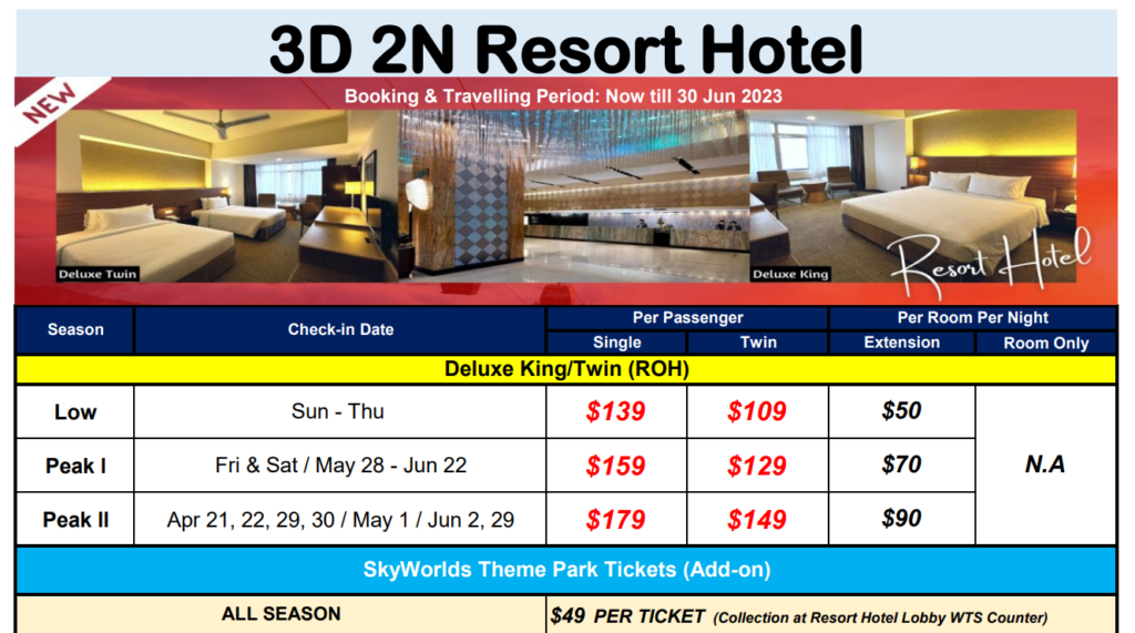 WTS Travel Resort Hotel Genting Room + Bus $109
