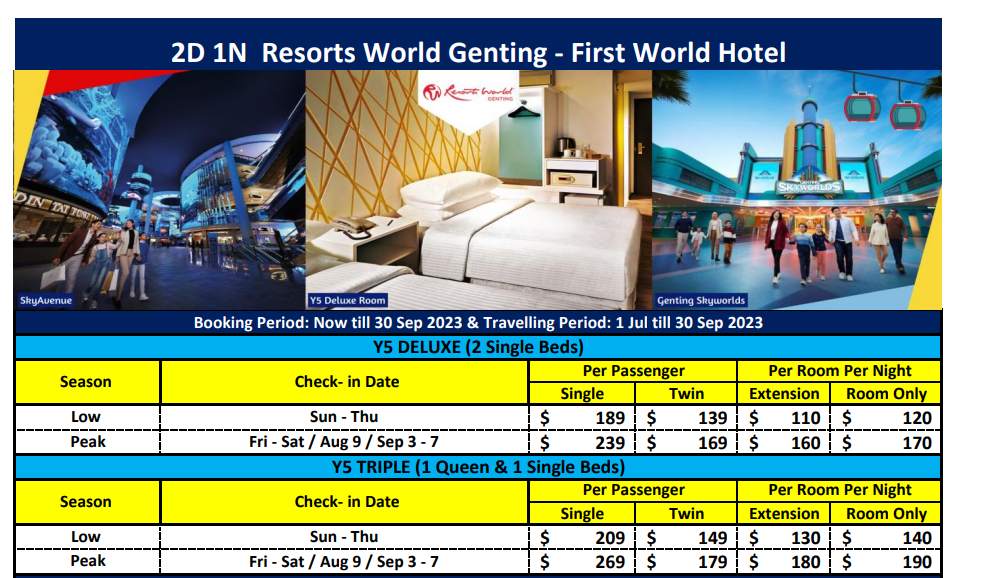 WTS Travel Genting Jul- Sep 23 Package (Non Member)- 2 days 1 night 