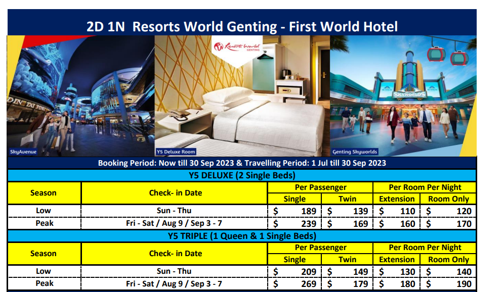 WTS Travel Genting Jul- Sep 23 Package (Non Member)- 2 days 1 night