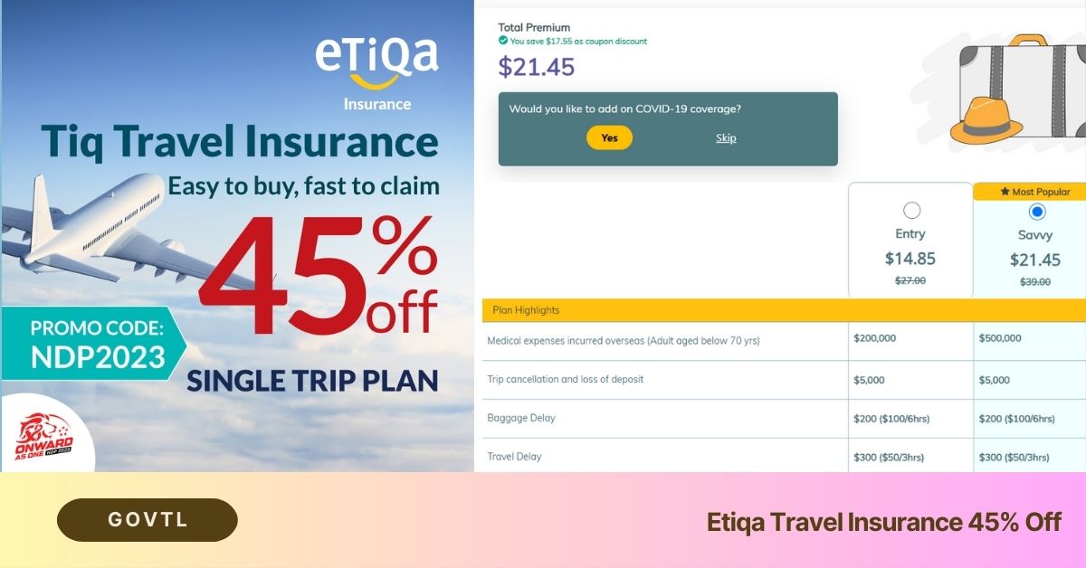 Etiqa Travel Insurance 45% Off