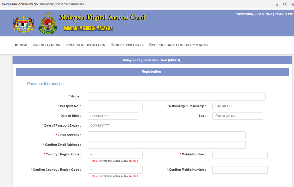 Malaysia Digital Arrival Card