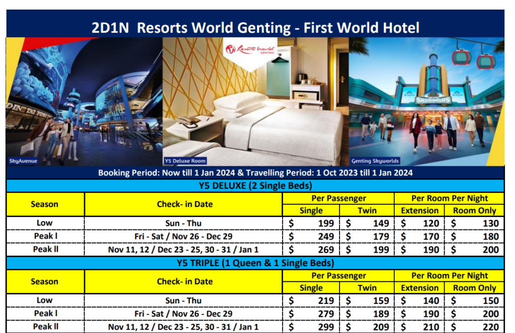 WTS Travel Genting Oct- DEC 23 Package (Non Member)- 2 days 1 night 