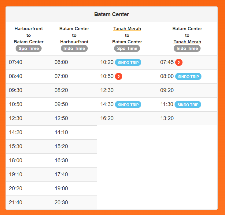 Batam Fast Ferry Timing