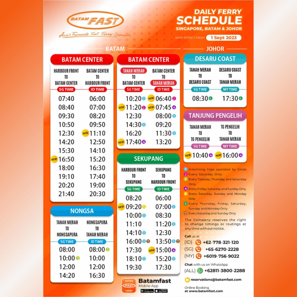 Batam Fast Daily Ferry Schedule 2023
