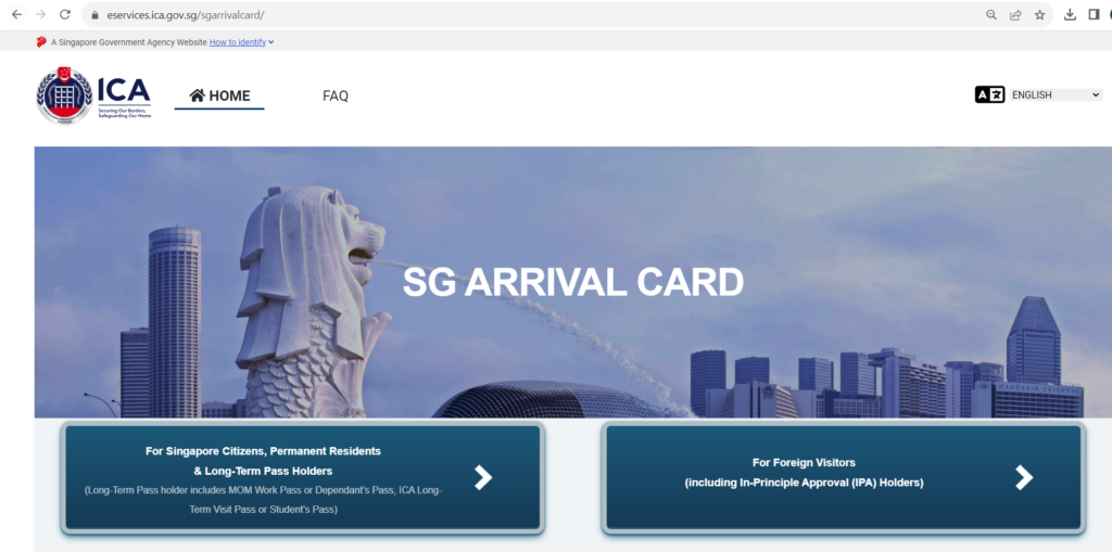 SG Arrival Card Offical website