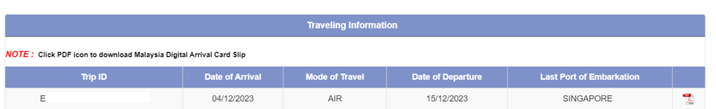 Travelling Information Malaysia Digital Arrival Card 