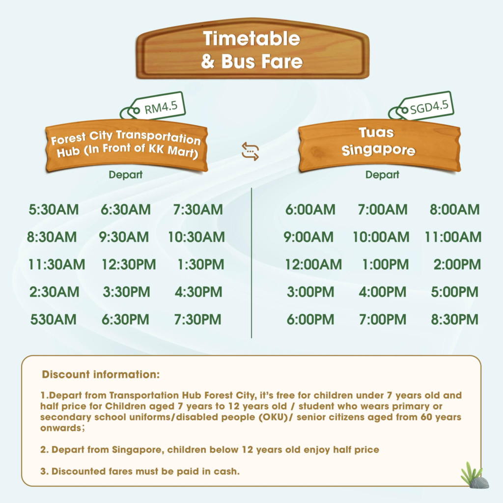 timetable Forest City bus to Singapore